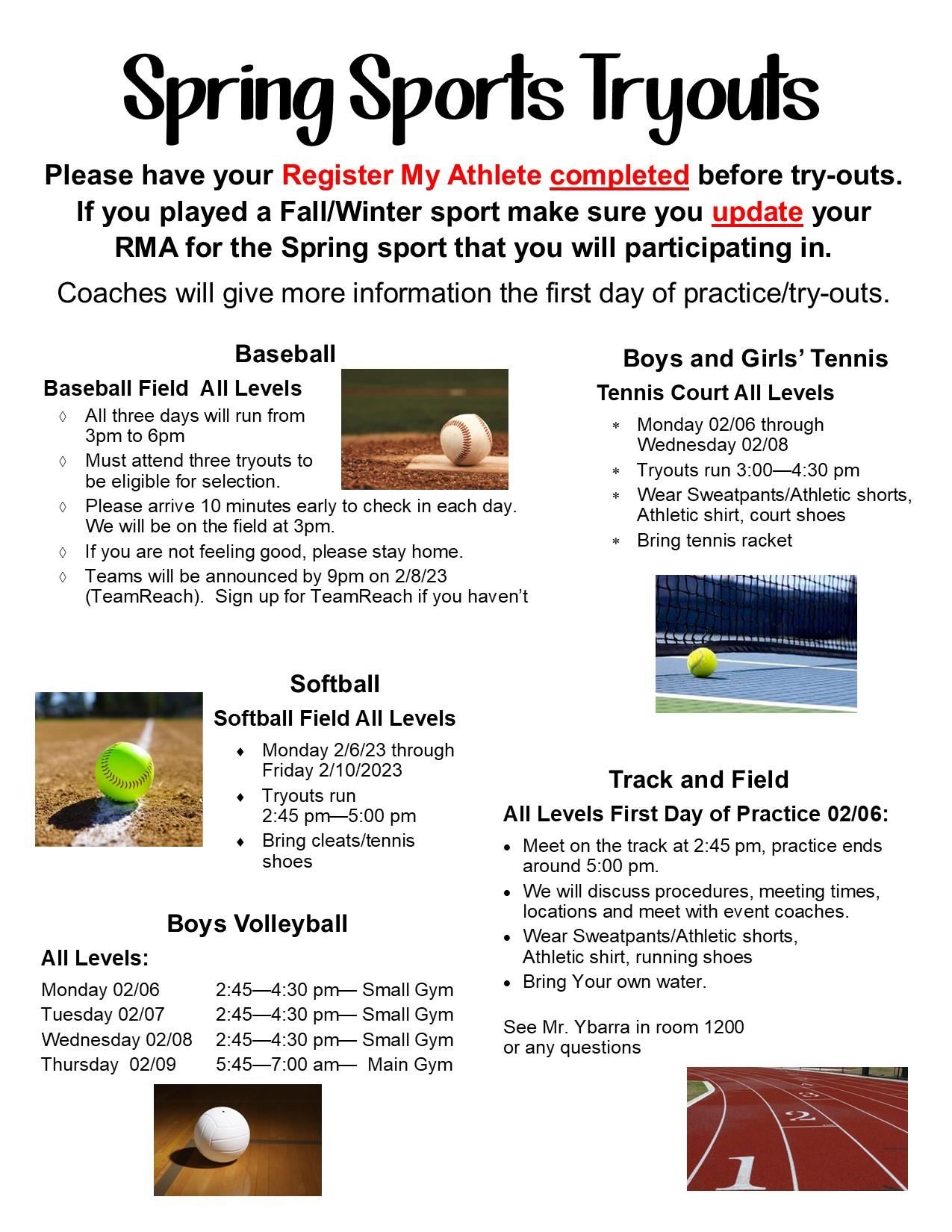 Spring Sports Tryouts
